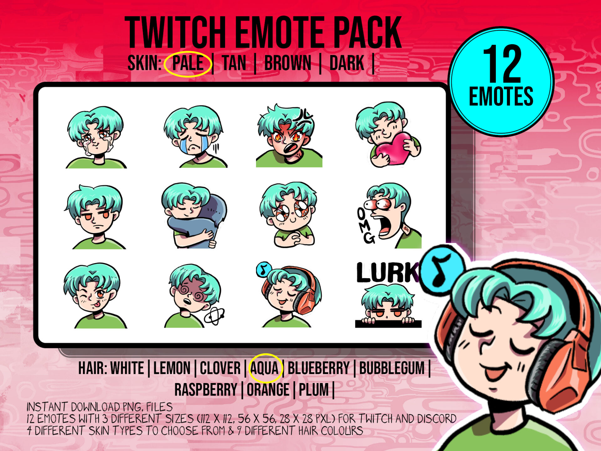 Twitch Emote Pack - Short hair - Image 8