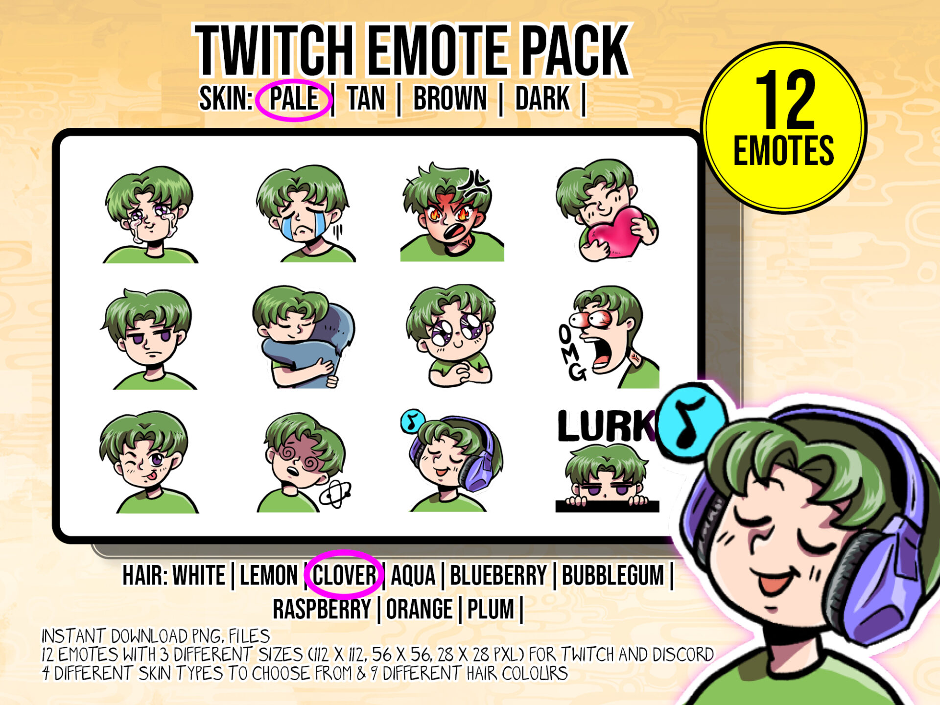 Twitch Emote Pack - Short hair - Image 9
