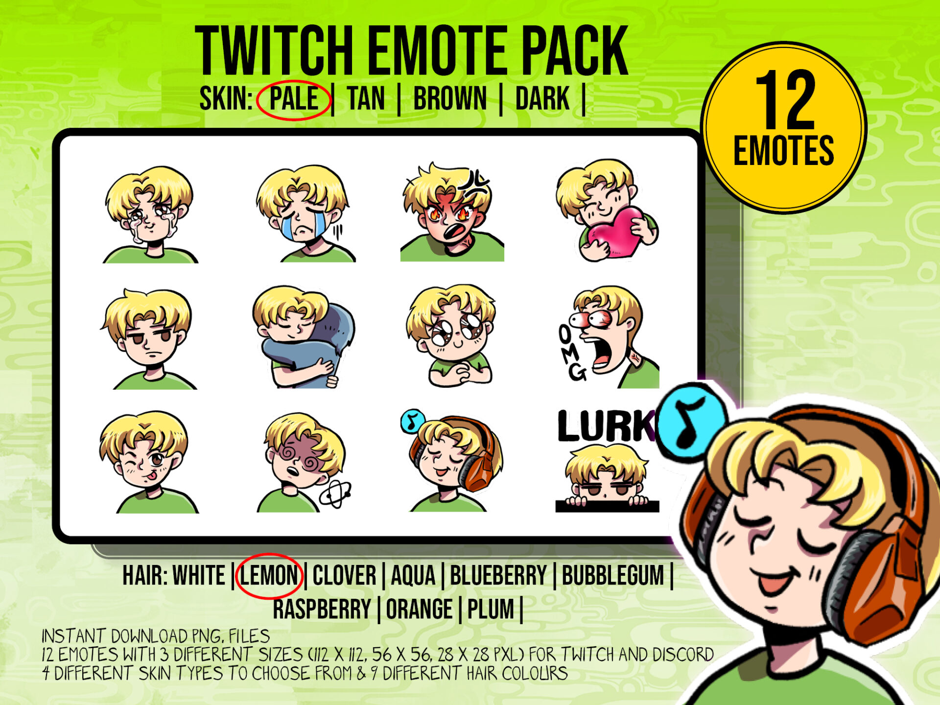Twitch Emote Pack - Short hair - Image 2