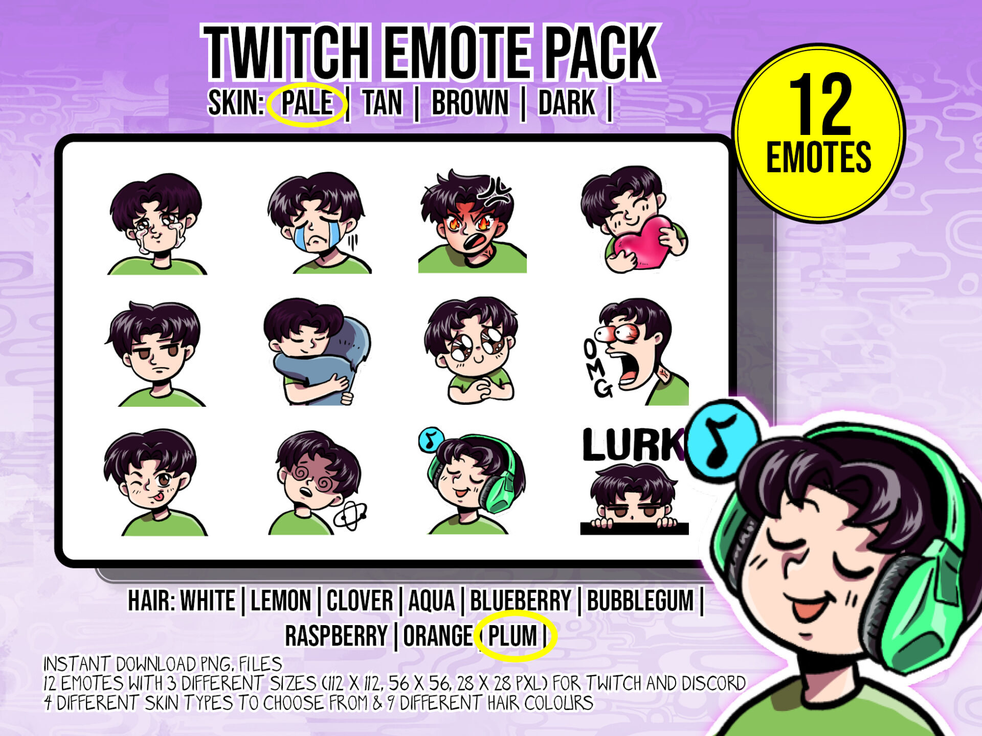 Twitch Emote Pack - Short hair - Image 5