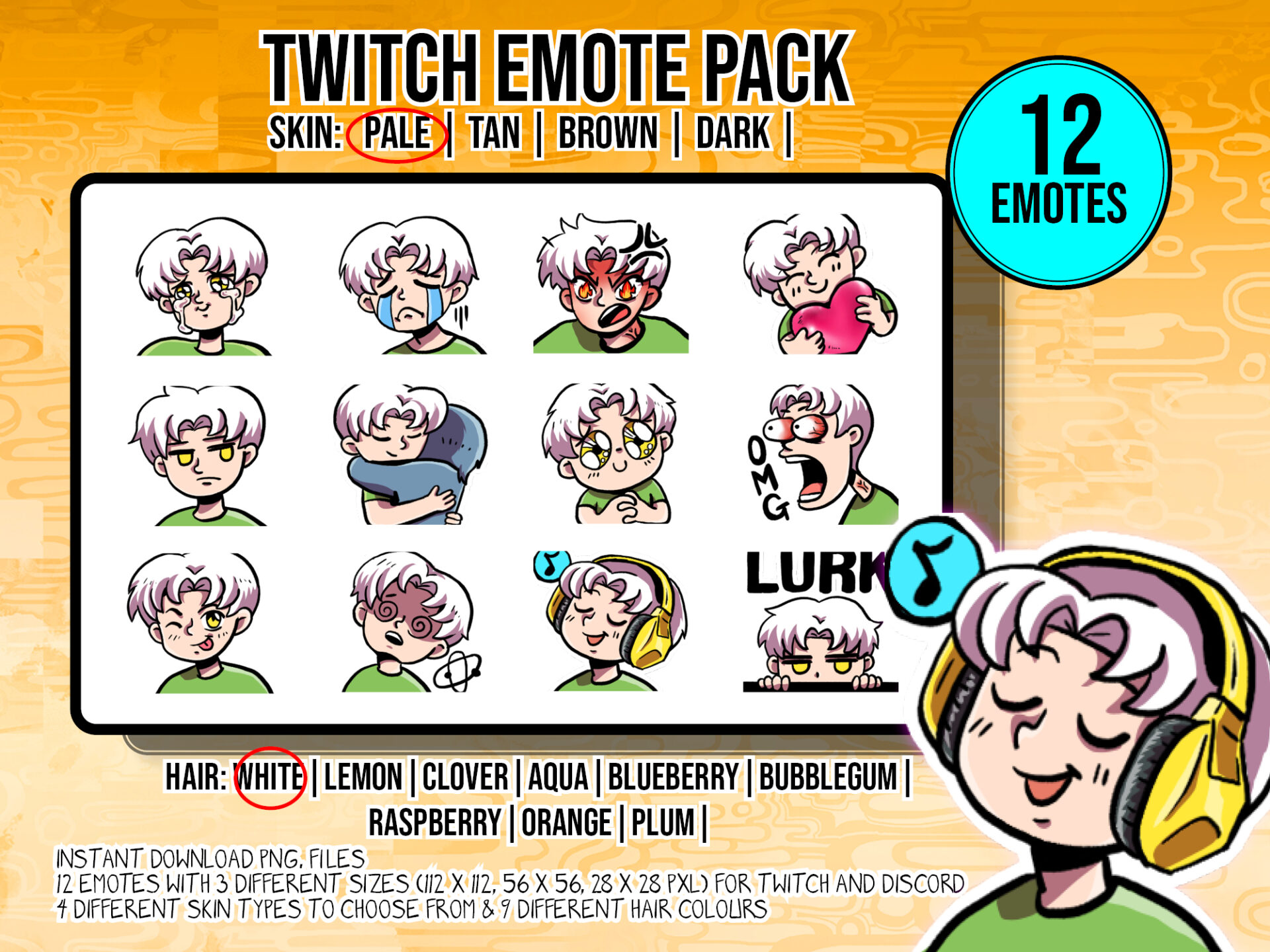 Twitch Emote Pack - Short hair