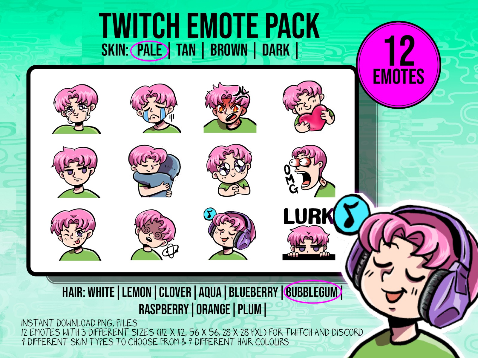 Twitch Emote Pack - Short hair - Image 3