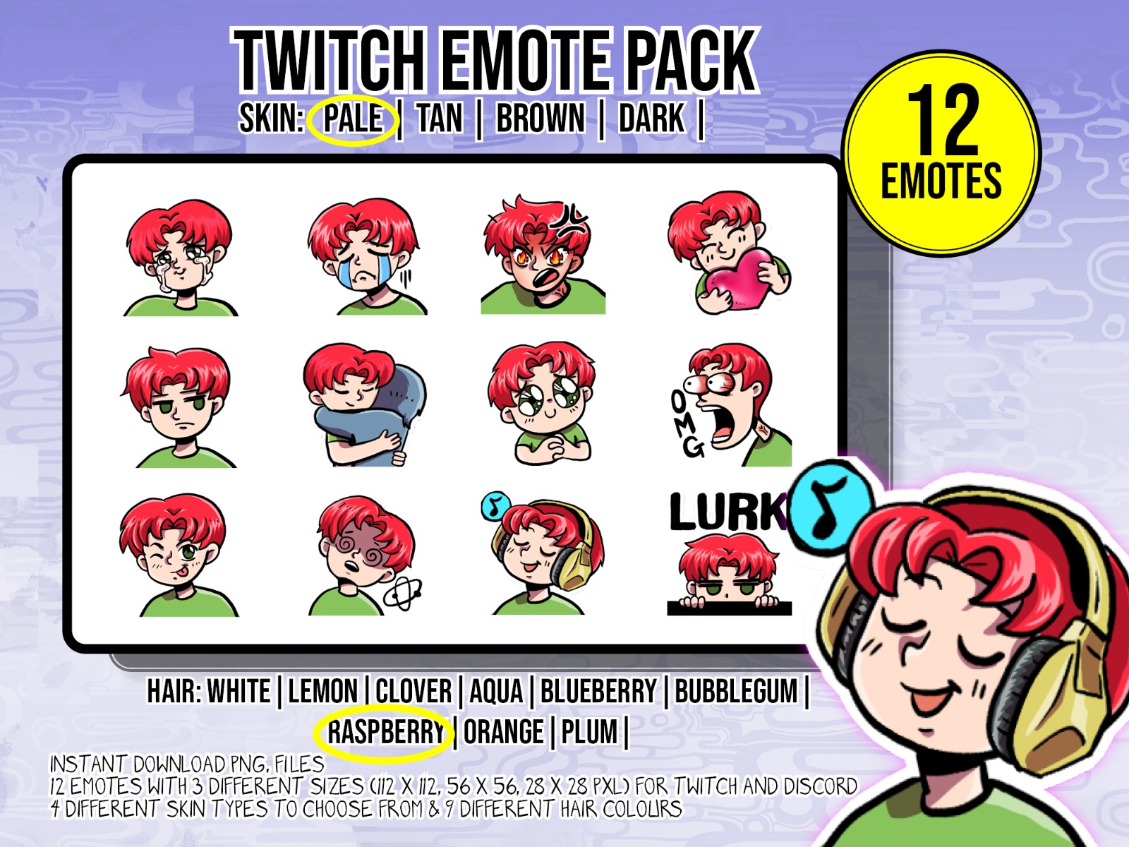 Twitch Emote Pack - Short hair - Image 6