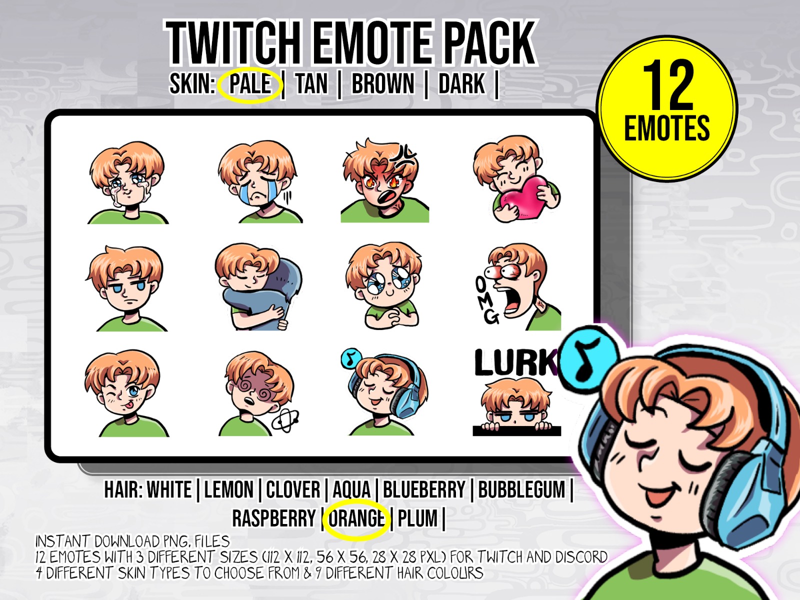 Twitch Emote Pack - Short hair - Image 4